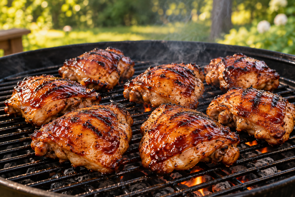 Cuisses de poulet BBQ glacées à l’érable et au rhum