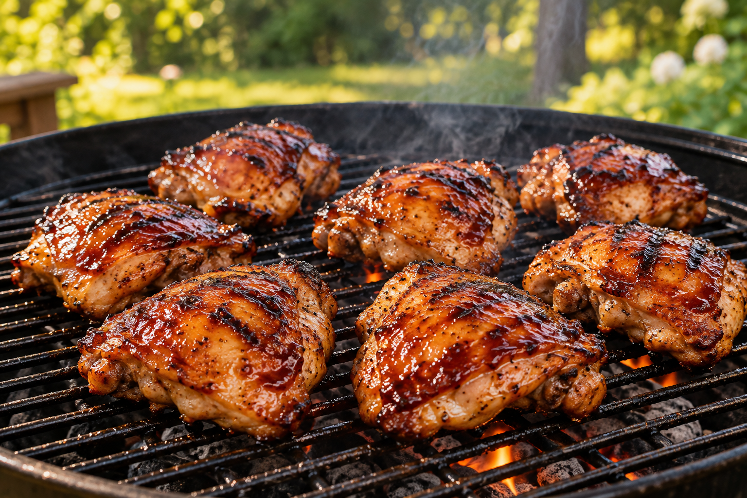 Cuisses de poulet BBQ glacées à l’érable et au rhum